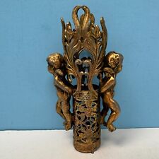 Vintage Brass Gilt Cherub Candle Holder - Ornate Floral Design, Antique Decor picture