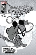 🔴🔥 AMAZING SPIDER-MAN #35 SCIARRONE 1:100 DISNEY B&W VARIANT MICKEY MOUSE 2023 picture