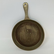 Vintage Brass New York City Souvenir Mini Skillet Ashtray Wall Plaque Korea picture