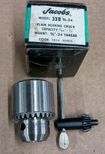 JACOBS Plain Bearing Chuck 33B 3/8-24 Thread Mount W/Box & Key picture