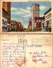 Michigan Avenue Looking West Jackson Michigan MI Postcard picture