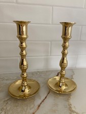 PAIR VTG 9” BALDWIN SOLID BRASS TAPER CANDLESTICKS CANDLE HOLDERS picture