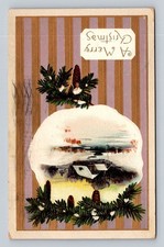 Vintage 1911 Embossed Christmas Snow Landscape Postcard Posted Modesto CA picture