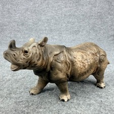 Vintage UCGC Japan Rhinoceros Figurine Matte Bisque Ceramic Realistic Rhino 5.5