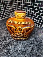 1969 JW Dant Fort Sill Centennial US Army Eagle Tanks Canteen Decanter OPEN MESS picture