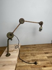 Antique Articulated Industrial Lamp Machine Shop Work Desk Bench Light picture