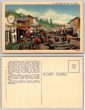 Vintage Deadwood SD 1876 Street View Postcard Black Hills Wild West Curteich picture