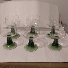 Set of 6 Vintage German Green Stem Beehive Wine Glasses. .25l z picture