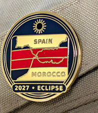 Spain Morocco 2027 Eclipse Enamel Pinback Button Collectible Pin picture