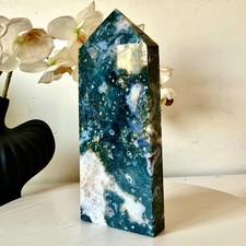 4.2LB Natural water grass agate crystal obelisk quartz crystal energy column picture