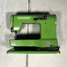 Elna Grasshopper Vintage Portable Domestic Sewing Machine, Green w/ Case Cord picture