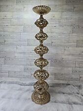Hollywood Regency Tall Candle Holder Mid Century Metal Gilded Gold Tone 22 Inch picture