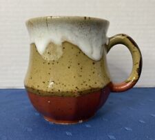 Vintage Hand Made Pottery Coffee Mug Cup Brown Drip Glaze Artist Signed picture
