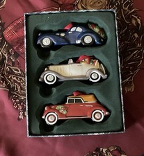 Ralph Lauren Vintage Roadsters Ceramic Race Car Holiday Christmas Ornaments Set picture