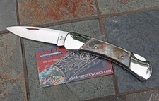 AIK/ Buck Custom Vintage DUKE Lockback Knife w/ Black Lip Pearl & Hand File Work picture
