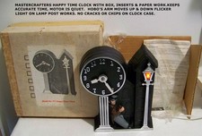 VINTAGE MASTERCRAFTERS  ANIMATED LIGHTED  HAPPY TIME HOBO CLOCK WITH ORIG. BOX picture
