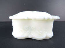 Vintage Dithridge Opaline Milk Glass Dresser Powder Trinket Box 4.75