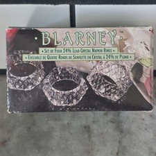 Crystal d’Adriana Blarney 24% Lead Crystal Napkin Rings Set of 4 w/ Box picture