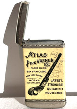 Antique Advertising Match Safe - Atlas Pipe Wrench Co San Fran Celluloid Vesta picture