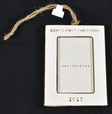 Pottery Barn 2025 Baby's First Christmas Ivory Rectangle Photo Frame Ornament picture