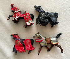 Lot of 4 Papo Medieval Armored Horse Figurines with Capes RARE  picture