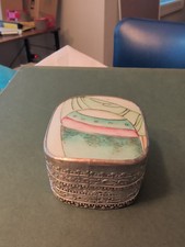 Antique 90% Japanese Silver Jewelry Box 2.25 Inch By 2.25 Inch, 1.75 In. In... picture