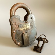 Pony Express 1860 Cast Iron Lock with Brass Tag & Keys — 3