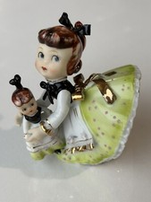 GEO Z. LEFTON “Twin Figure” Girl with Doll  Green Dresses  Original Box  RARE picture