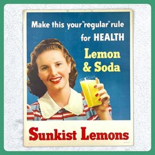 1950s Sunkist Lemons Soda Vintage Advertising Sign 21