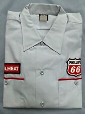 NEW VINTAGE 60s GRAY PHILLIPS 66 PHILHEAT HOME HEATING OIL SERVICEMAN LOGO SHIRT picture