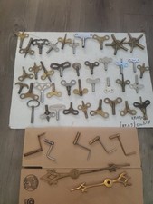 Mixed lot 45 antique vintage CLOCK KEYS brass steel wind up winding Clockmaker picture