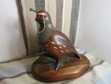 Vintage Carved Wood California Quail R. D. Lewis 1985 Signed & Dated Excellent picture
