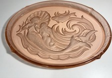 1940’s Walther & Sohne Art Deco Merman & Maid  Pink Glass Vanity Tray Germany picture