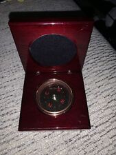 Vintage AITG Compass Desk Top Paperweight In Rosewood Box picture