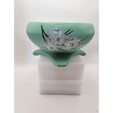 Vintage McCoy USA Pottery Planter Seafoam Green Floral Footed Bowl 6 inch picture