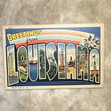 Curt Teich Linen Greetings Postcard Louisiana Cities & Towns Divided Back picture