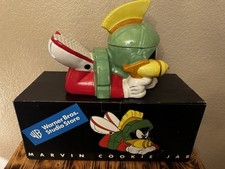 1998 Warner Bros Marvin Martian Ceramic Cookie Jar Looney Tunes W/ Box picture