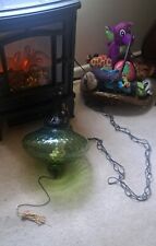Vintage GREEN Glass Ceiling Hanging Swag Lamp Antique Retro Globe  picture