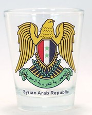 SYRIAN ARAB REPUBLIC COAT OF ARMS SHOT GLASS SHOTGLASS picture