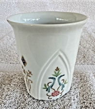 VTG  Prestige Place Venetian Collection Porcelain Vase Floral Gold 3 5/8” High picture