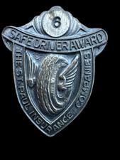 Vintage St Paul Insurance Safe Driver Award 6 Yr Screwback Badge Automobilia picture