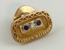 Nivison Weiskopf 10K Gold Filled Employee Service Award Pin Blue Stone Vtg picture