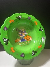 Vtg Berman Industries  Green Frankenstein Halloween Candy Bowl Trick Or Treat picture