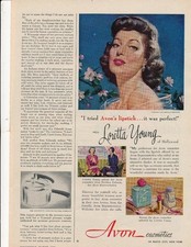 Magazine Ad - 1950 - Avon Cosmetics - Loretta Young picture