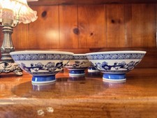 Japanese Style Blue and White Rice Bowl Set picture