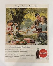 Coca-Cola 1946 Print Ad 10x13 Mid Century Picnic Family picture