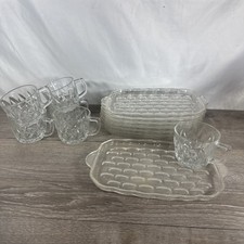 Vintage Federal Glass Company A8 Snack Plate Sets 7 Plates With 5 Cups picture
