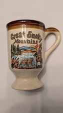 Vintage Great Smoky Mountains Pedestal Mug Bear Native American Souvenir Cup picture