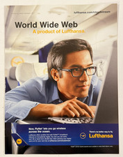 Lufthansa Airlines FlyNet Man on Computer on Plane 2011 Advertisement Print Ad picture