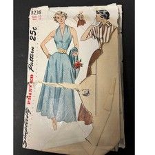 Vintage Simplicity 3238 Sewing Pattern Junior Size 12 Bust 30 Halter Skirt Set picture